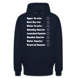 Unisex Hoodie - Achterbahnen Liste - Navy