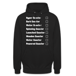 Unisex Hoodie - Achterbahnen Liste - Schwarz