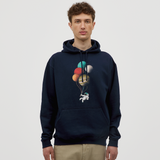 Unisex Hoodie - astronaut balloons - Navy