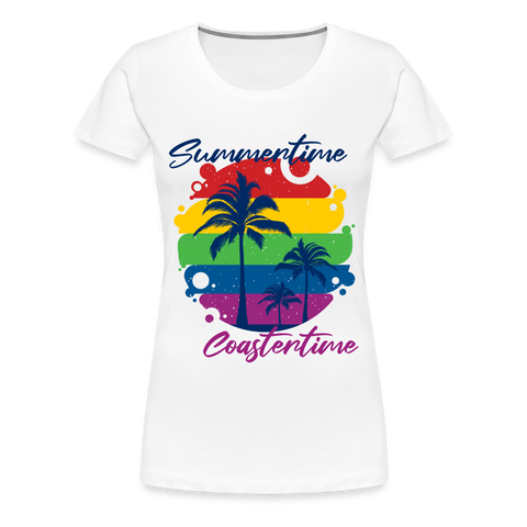 Frauen Premium T-Shirt - Summertime Coastertime Pride - Weiß