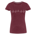 Frauen Premium T-Shirt - Heartbeat Coaster - Bordeauxrot meliert