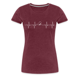Frauen Premium T-Shirt - Heartbeat Coaster - Bordeauxrot meliert