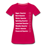 Frauen Premium T-Shirt - Achterbahnen Liste - dunkles Pink