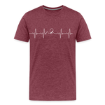 Männer Premium T-Shirt - Heartbeat Coaster - Bordeauxrot meliert