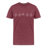 Männer Premium T-Shirt - Heartbeat Coaster - Bordeauxrot meliert