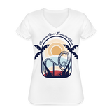 Frauen-T-Shirt mit V-Ausschnitt - Summertime Themeparktime - weiß