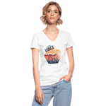 Frauen-T-Shirt mit V-Ausschnitt - Summer Vibes - weiß