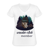 Frauen-T-Shirt mit V-Ausschnitt - Woodie Club Member - weiß