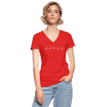 Frauen-T-Shirt mit V-Ausschnitt - Heartbeat Coaster - Rot