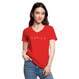Frauen-T-Shirt mit V-Ausschnitt - Heartbeat Coaster - Rot
