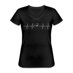 Frauen-T-Shirt mit V-Ausschnitt - Heartbeat Coaster - Schwarz