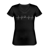 Frauen-T-Shirt mit V-Ausschnitt - Heartbeat Coaster - Schwarz
