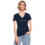 Frauen-T-Shirt mit V-Ausschnitt - Heartbeat Coaster - Navy
