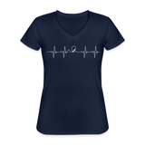 Frauen-T-Shirt mit V-Ausschnitt - Heartbeat Coaster - Navy