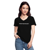 Frauen-T-Shirt mit V-Ausschnitt - Freizeitparkverliebt - Schwarz