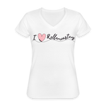 Frauen-T-Shirt mit V-Ausschnitt - I love Rollercoasters - weiß
