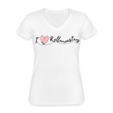 Frauen-T-Shirt mit V-Ausschnitt - I love Rollercoasters - weiß