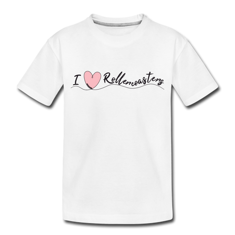 Kinder Premium T-Shirt - I Love Rollercoasters - Weiß