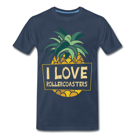 Männer Premium T-Shirt - I Love Rollercoasters - Navy
