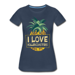 Frauen Premium T-Shirt - I Love Rollercoasters - Navy
